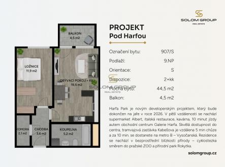 Prodej bytu, 2+kk, 49 m²