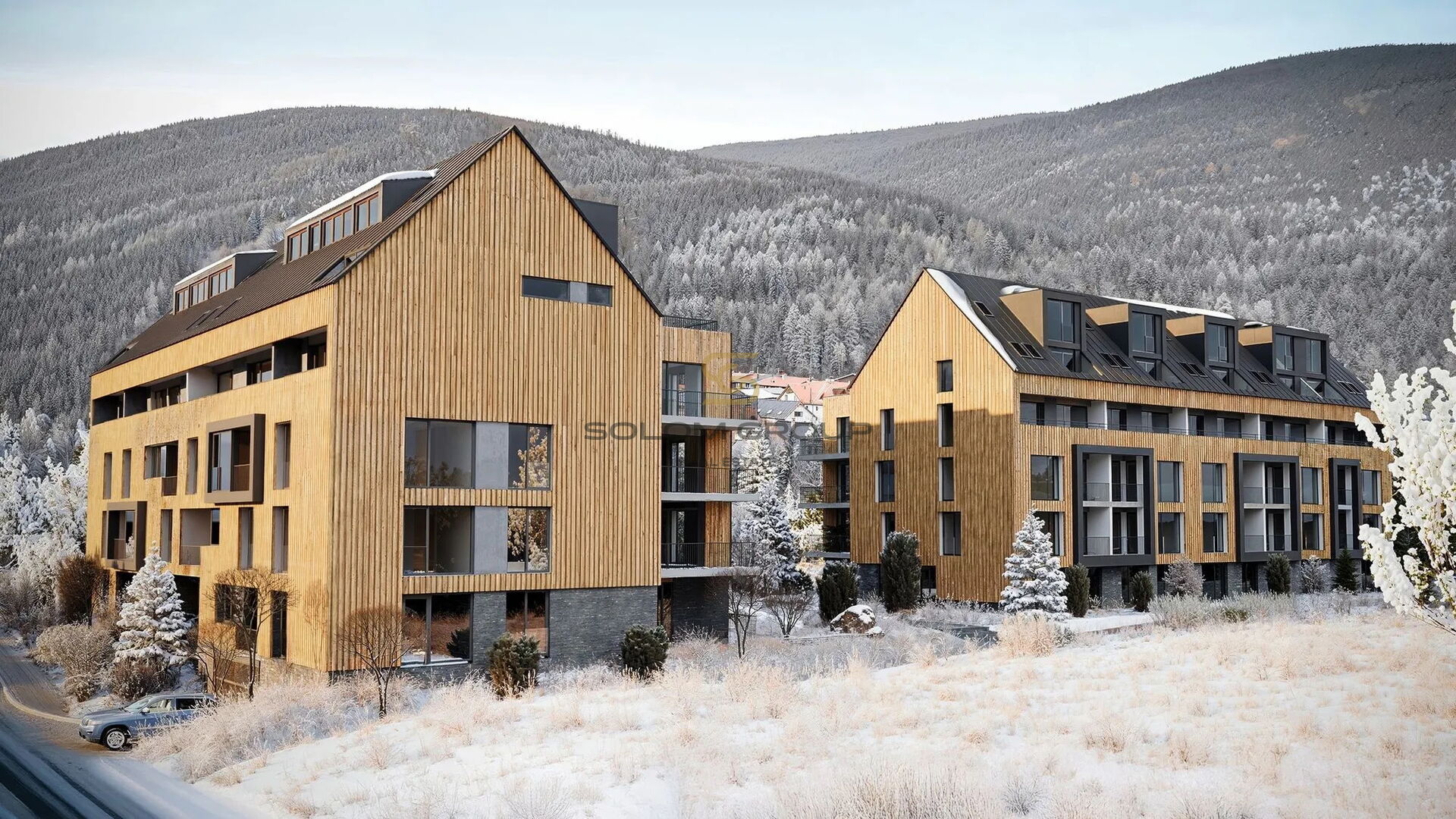 Prodej NOVÉHO apartmánu 2+kk/Lodžie, 54,10 m² + parkovací stání + sklep, OV, Novostavba, Krkonoše