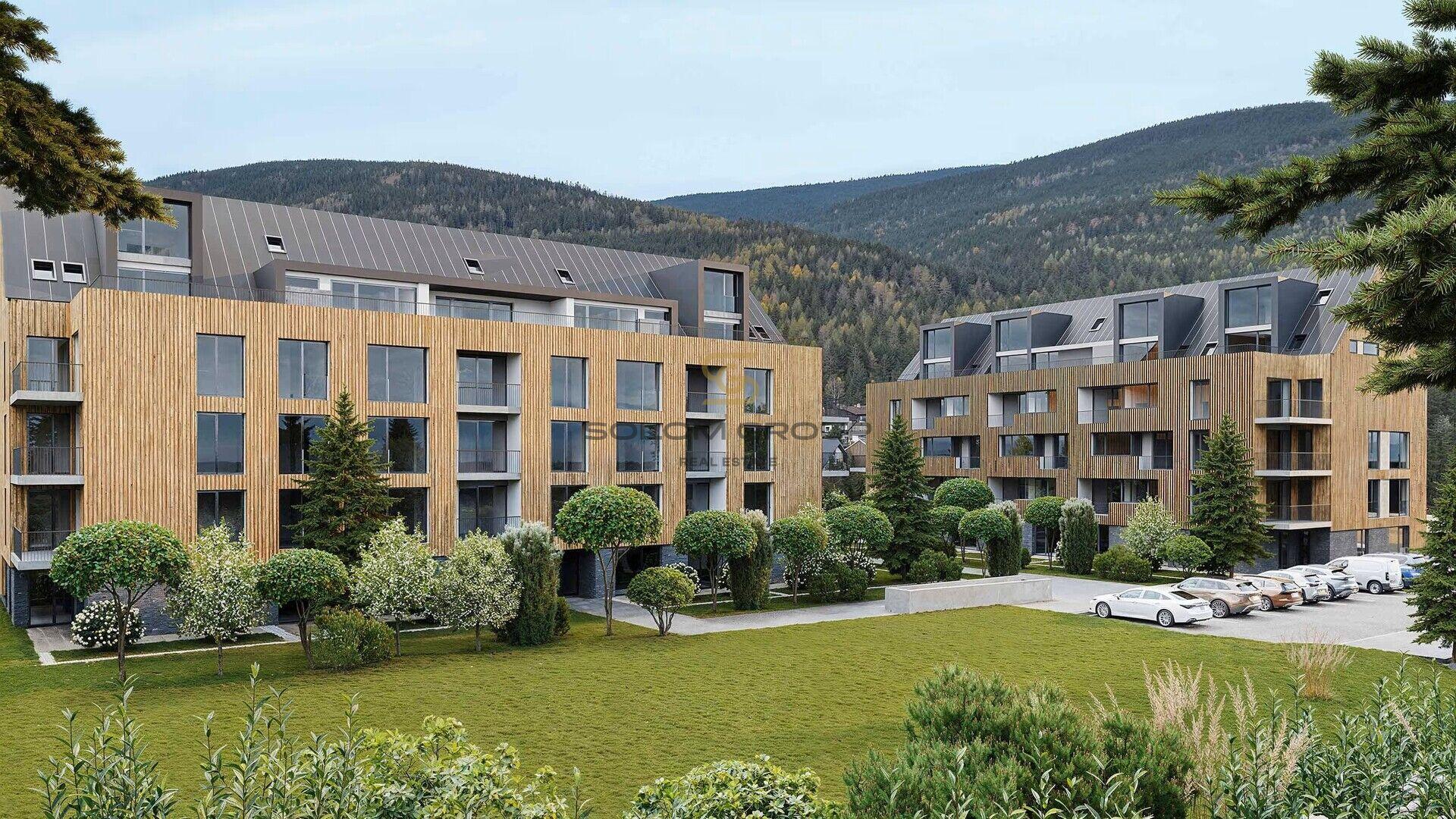 Prodej horského apartmánu 4+kk/Lodžie,105 m², Harrachov, parkovací stání + sklep, DV, novostavba