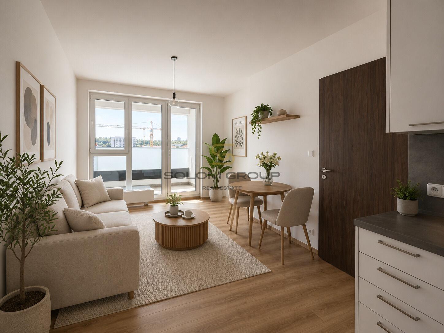 Prodej NOVÉHO bytu 2+kk/B, 50,3 m², GS, sklep, Vysočany - Pod Harfou