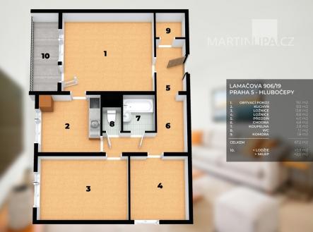 plan-lamacova-3d.jpg | Prodej bytu, 3+1, 75 m²
