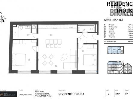 byt-b9-3-np-plana.jpg | Prodej bytu, 3+kk, 87 m²