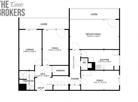 Půdorys bytu | Prodej bytu, 4+1, 96 m²