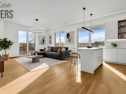 vizualizace-obyvaci-pokoj-kuchyne-1.jpg | Prodej bytu, 3+kk, 100 m²