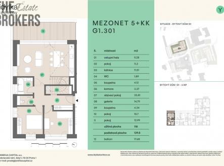 Plánek 1 | Prodej bytu, 5+kk, 147 m²