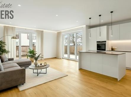 vizualizace-obyvaci-pokoj-kuchyne-dole-2.jpg | Prodej bytu, 3+kk, 88 m²