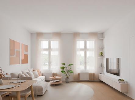 obývací pokoj vizualizace | Prodej bytu, 2+kk, 51 m²
