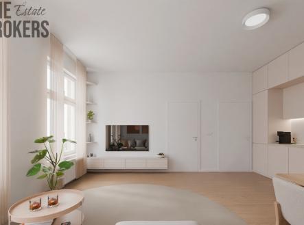 obývací pokoj vizualizace | Prodej bytu, 2+kk, 51 m²