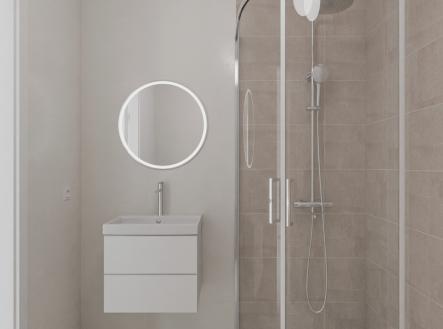 koupelna se sprchovým koutem  a wc | Prodej bytu, 2+kk, 51 m²