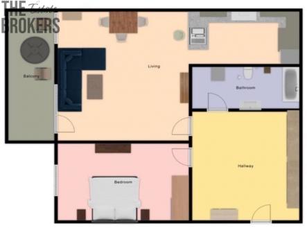 Půdorys | Pronájem bytu, 2+kk, 61 m²