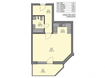 Pronájem bytu, 1+kk, 39 m²