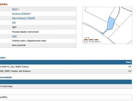 . | Prodej - pozemek, les, 3 661 m²