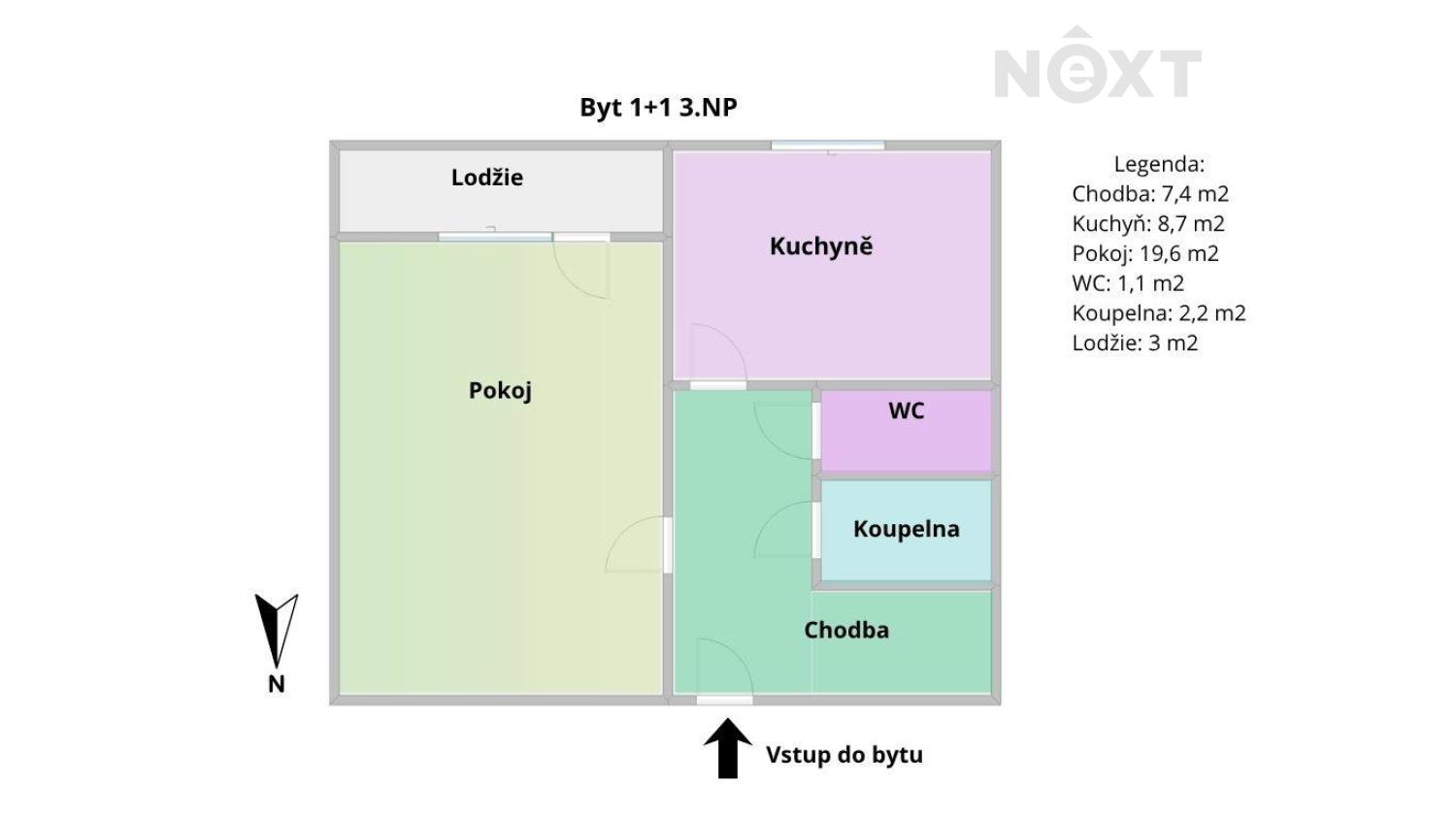 Prodej byt 1+1, 40㎡