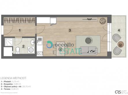2d-layout-graficky.jpg | Prodej bytu, 1+kk, 38 m²