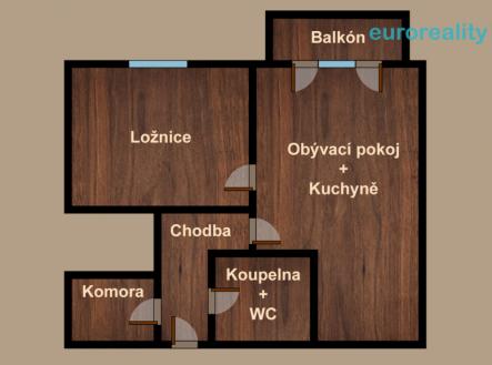 Plánek | Pronájem bytu, 2+kk, 53 m²