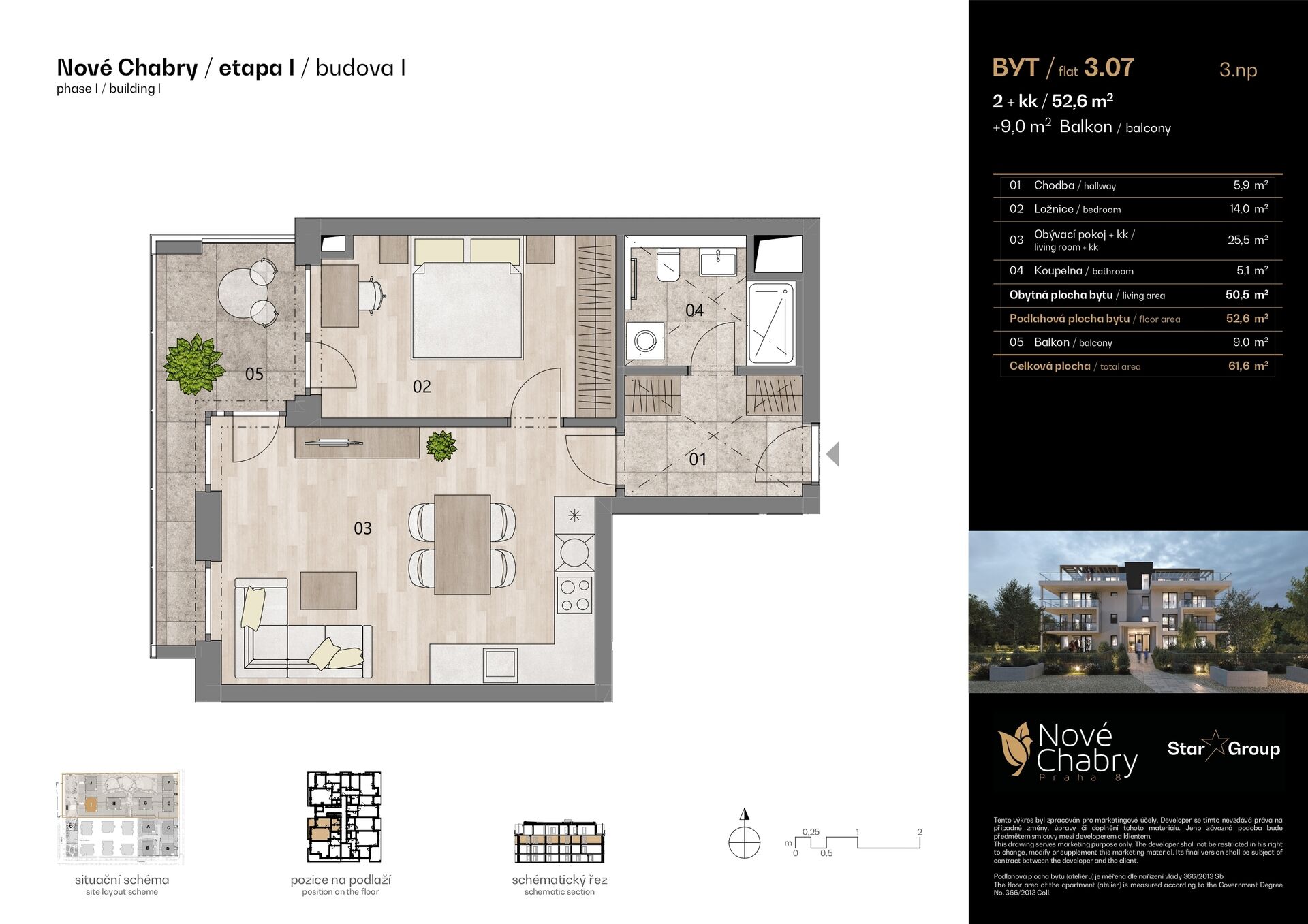 Prodej bytu 2+kk 53 m²