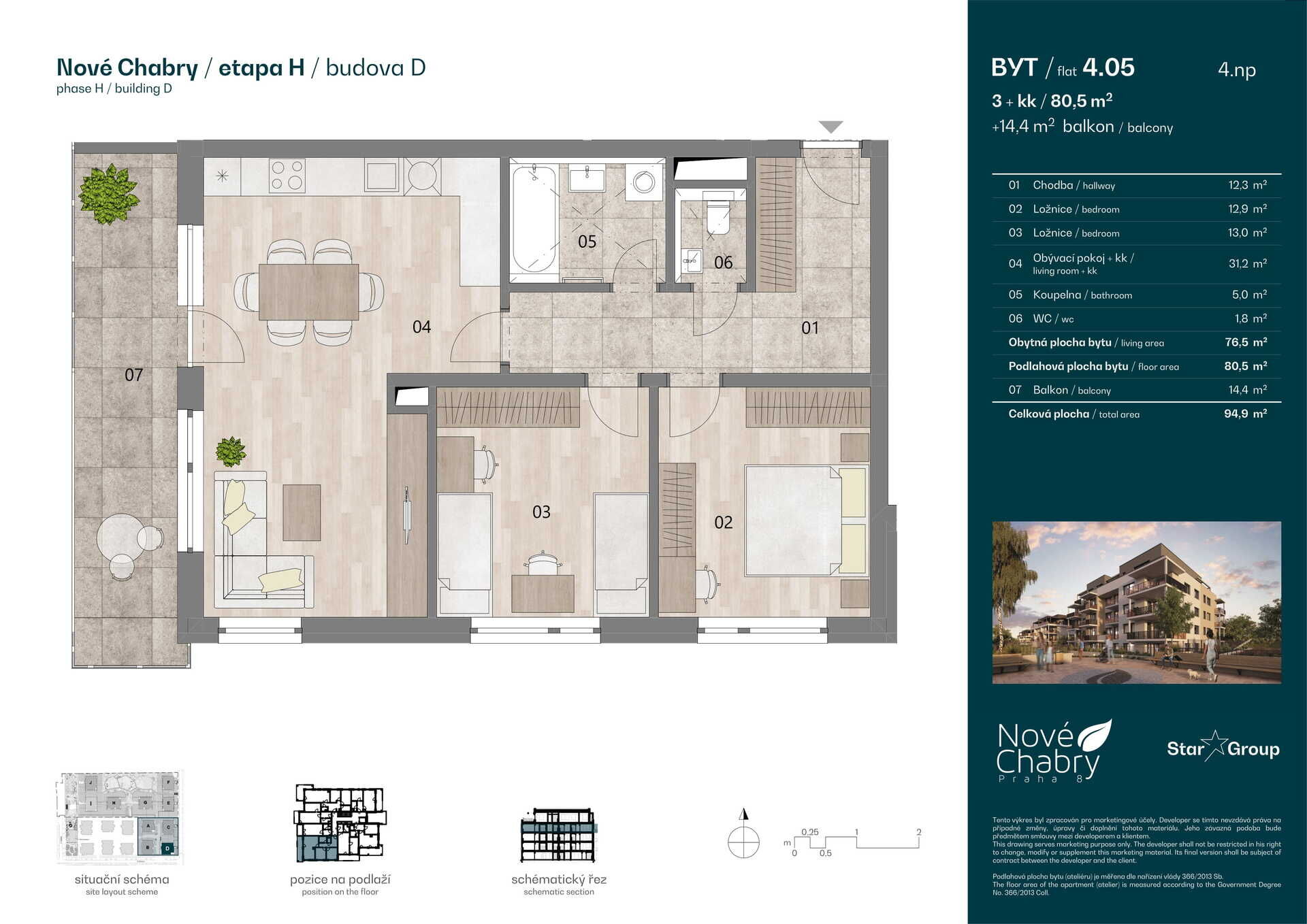 Prodej bytu 3+kk 81 m²