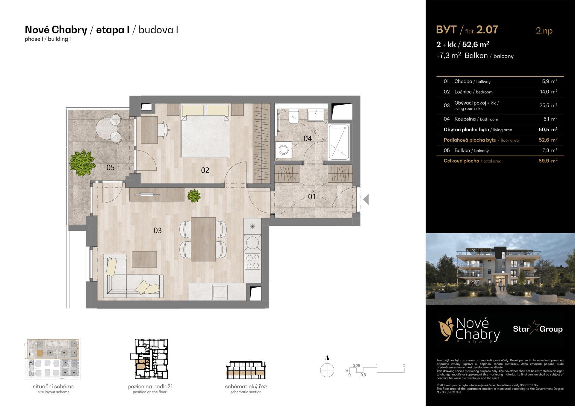 Prodej bytu 2+kk 53 m²