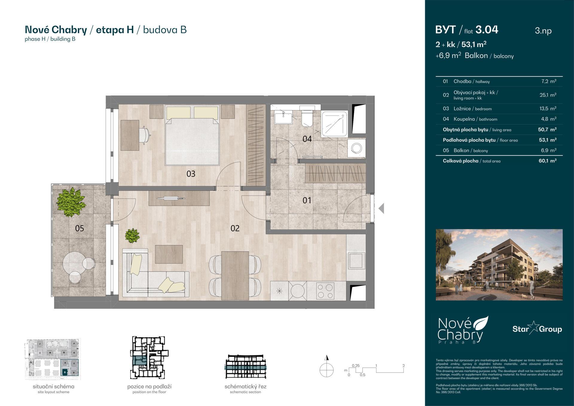 Prodej bytu 2+kk 54 m²