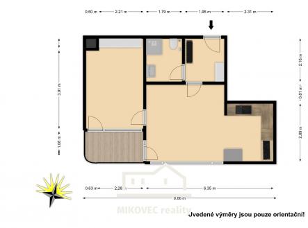 půdorys | Pronájem bytu, 2+kk, 75 m²