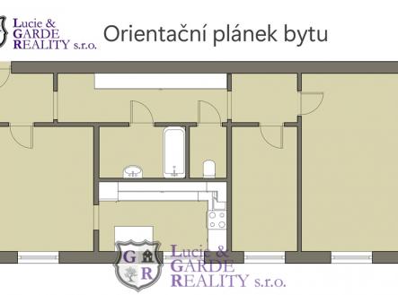 Orientační plánek bytu | Prodej bytu, 3+1, 71 m²