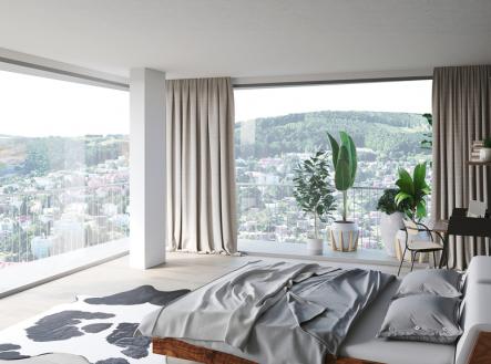 Ložnice výhledy vizualizace | Prodej bytu, 2+kk, 69 m²