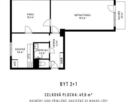 pudorys.jpg | Pronájem bytu, 2+1, 54 m²