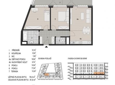 Katalogový list bytu - Bydlení Šumavská | Prodej bytu, 3+kk, 81 m²