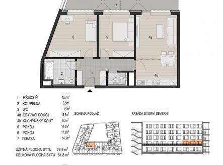 Katalogový list bytu - Bydlení Šumavská | Prodej bytu, 3+kk, 100 m²