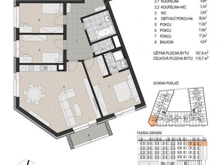 Katalogový list bytu - Bydlení Šumavská | Prodej bytu, 4+kk, 127 m²