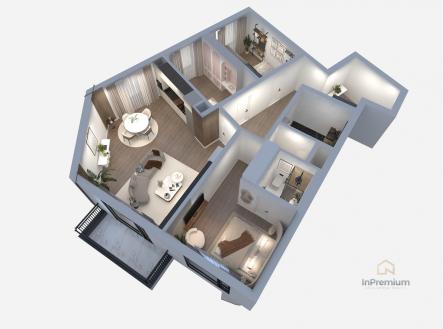 3D půdorys + vizualizace | Prodej bytu, 4+kk, 119 m²