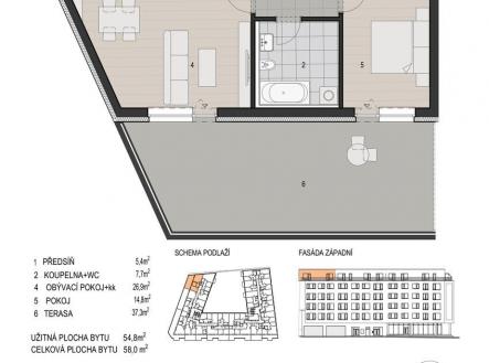 Katalogový list bytu - Bydlení Šumavská | Prodej bytu, 2+kk, 98 m²