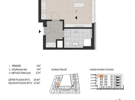 Katalogový list bytu - Bydlení Šumavská | Prodej bytu, 1+kk, 37 m²