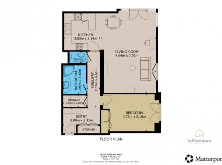 Půdorys bytu bez terasy | Prodej bytu, 2+kk, 90 m²