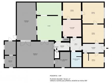Půdorys 1 NP | Prodej - dům/vila, 107 m²