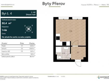 Byt č. 4.jpg | Pronájem bytu, 1+kk, 30 m²