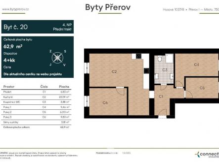 Byt č. 20.jpg | Pronájem bytu, 4+kk, 63 m²