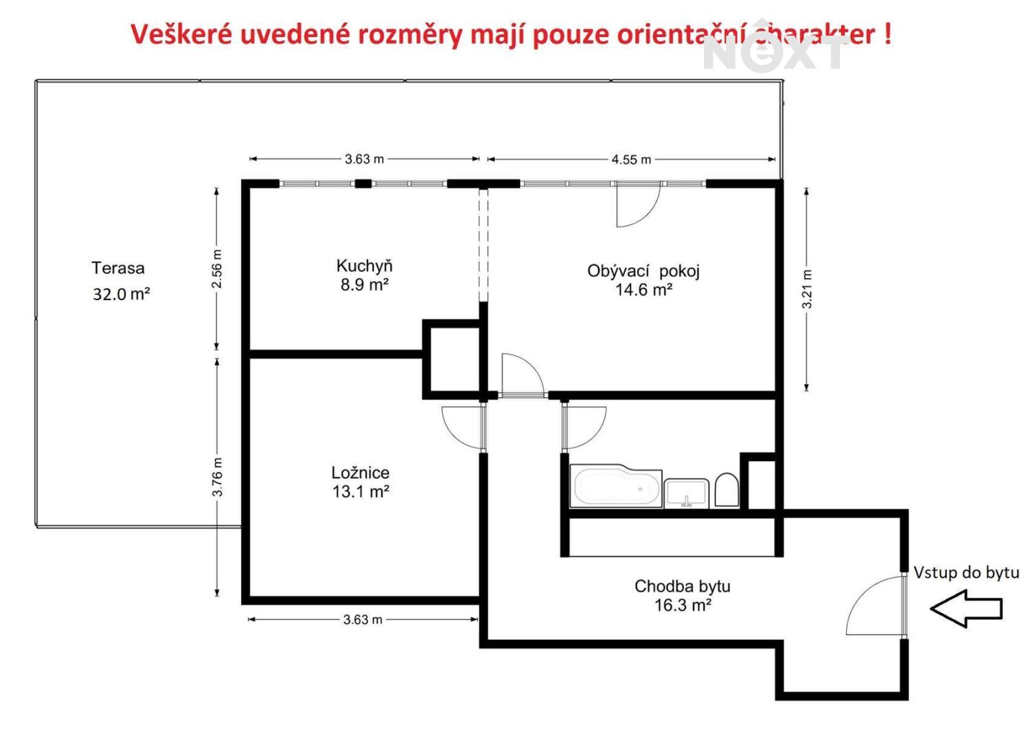Pronájem byt 2+kk, 64㎡