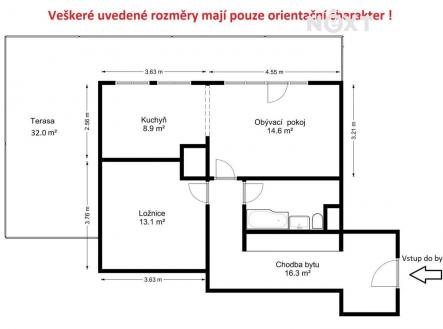 Pronájem bytu, 2+kk, 64 m²