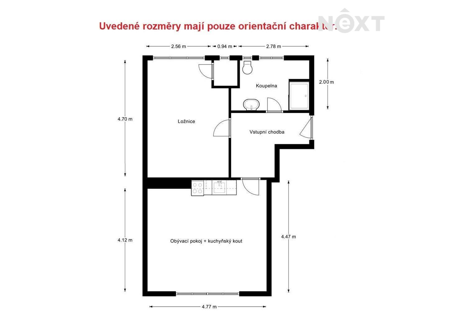 Pronájem byt 2+kk, 48㎡