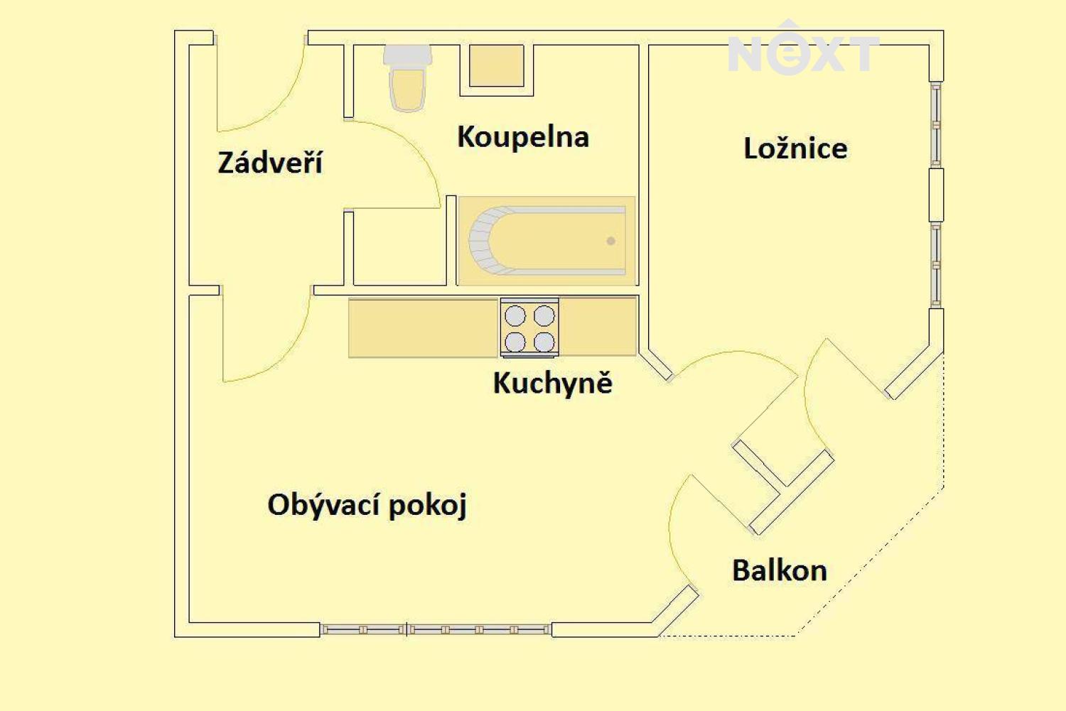 Pronájem byt 2+kk, 57㎡