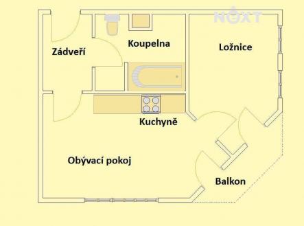 Pronájem bytu, 2+kk, 57 m²