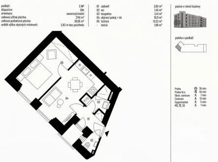 . | Prodej bytu, 2+kk, 38 m²
