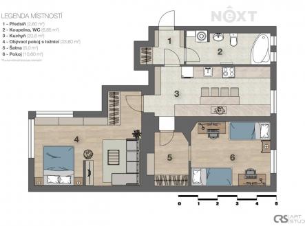 Prodej bytu, 2+1, 69 m²
