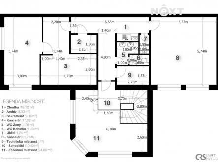 Pronájem - kanceláře, 45 m²