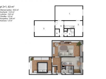 . | Prodej bytu, 2+1, 63 m²
