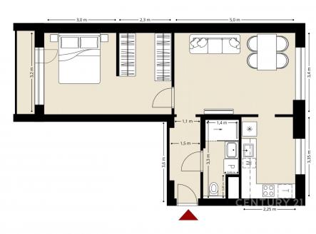 . | Pronájem bytu, 2+1, 54 m²