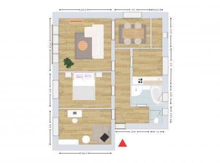 2D půdorys rozměry | Pronájem bytu, 3+1, 80 m²