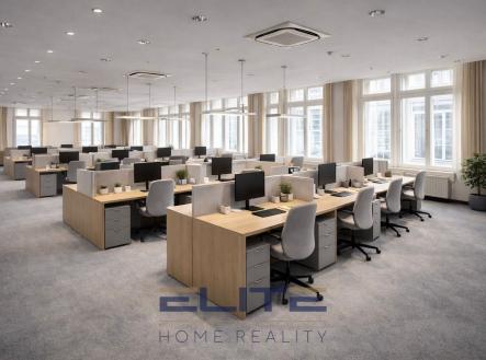 Vizualizace open office- call centrum | Pronájem - kanceláře, 775 m²