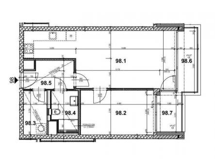 . | Pronájem bytu, 2+kk, 53 m²